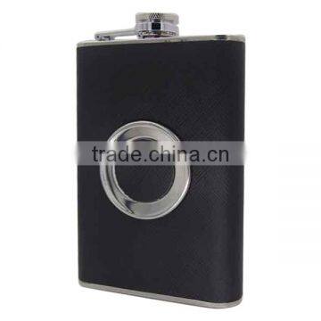 304 Stainless Steel Leather Hip Flask 8 Oz, Leather Stainless Steel Wine Bottle