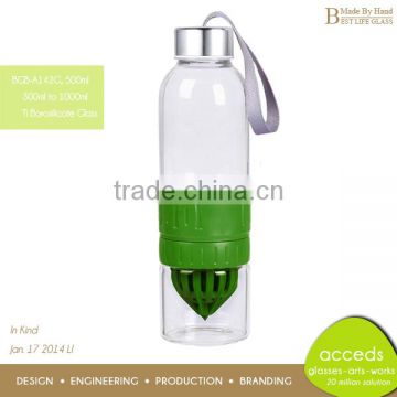 Collapsible Empty Glass Fruit Water Bottle