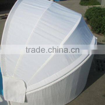 Beach Sun Bed Outdoor Rattan Round Daybed Black Wicker With Canopy photo-4