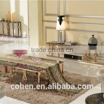 Factory Price Stainless Steel High Gloss tv Stand Marble Top for Living Room Furniture E818G photo-4