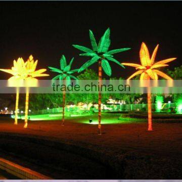 Home garden decorative 16.5ft Height outdoor artificial green flashing LED solar lighted up Date palm trees with bark EDS06 1417