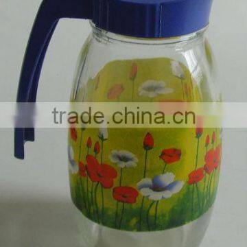 1500ML glass juice jug with spout lid and handle