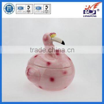 Hot Pink Flamingo Ceramic Flamingo Cookie Jar,Flamingo Storage/Treat Jar for Kitchen
