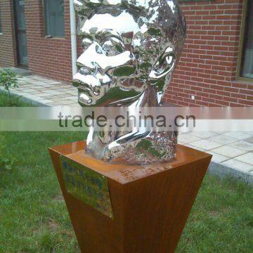 Stainless Steel Mirror Garden Items Chinese Luxun Statue Bust Decoration photo-3