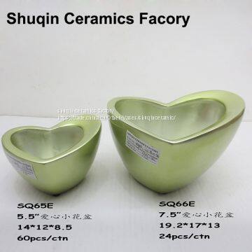 succlentsshuqin ceramics factory flower pot heart shape flower pot painting dolomite flower pot