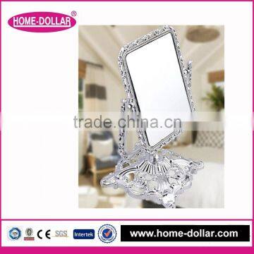 Makeup square shaped magnifying mirror/single-sided lighted mirror/fancy morrir in silver/office desk makeup mirror