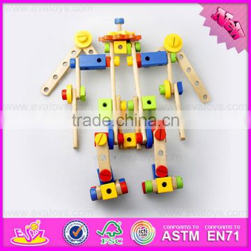 2016 new design kids changeable wooden nut toy,diy children wooden nut toy W03C021