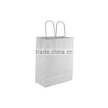 White Paper Bag with Handle 9 x 5 3/4 x 13 1/4 - Revised High Quality