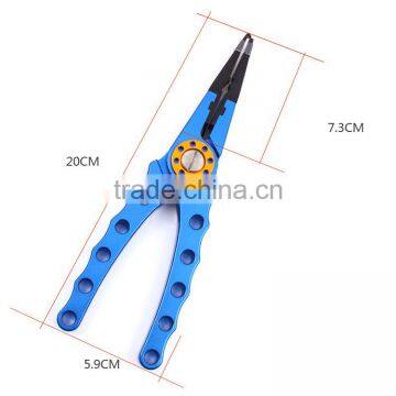SFI0005 8'' Aluminum Bent Nose Stainless Steel Jaws Fishing Pliers Scissors Line Cutter Remove Hook Tackle Tool With Lanyard