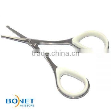 SEM0013 3-1/2'' Mirror Polised Blades Soft Rubber Ring Handle High Quality Round/sharp Point Vibrissa/nose Hair Scissors photo-6