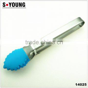 14025 Leaf Shape Silicone Kitchen and Barbecue Grill Tongs Cooking Stainless Steel Handle Food Tong photo-2