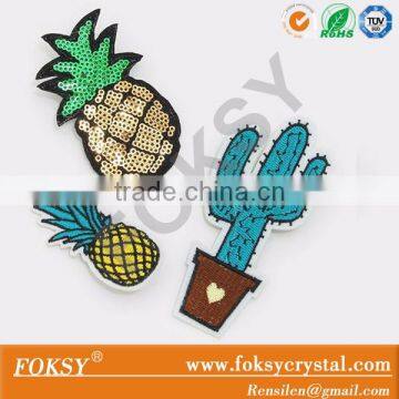 Polular pineapple sequin design iron on cactus embroidered patches