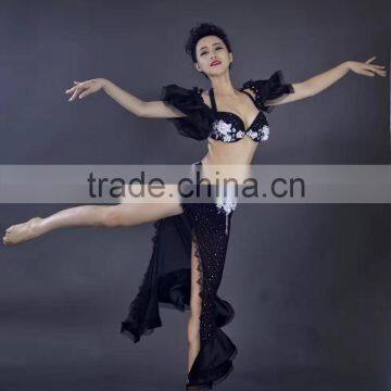 Women black sexy belly dance performance wear for sale QQ065