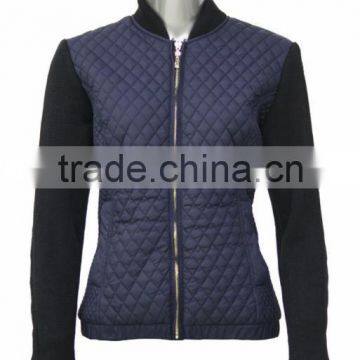 quilted jacket with sweater sleeve