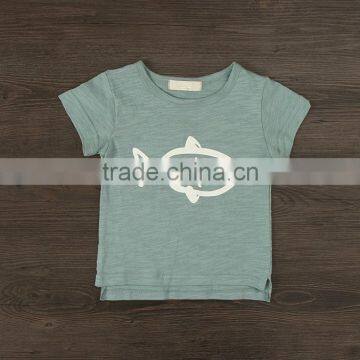 Comfortable Girls Cotton T-shirts With Fish Printer photo-4