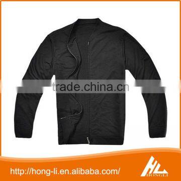 Custom low price fashion fleece cotton zipper pockets plain black men jacket