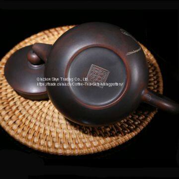 Round Purple Clay Teapot Nixing Pottery Pot Pure Handmade Qinzhou Local Pottery Tea Pot photo-2