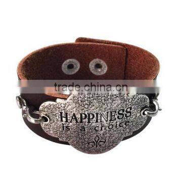 Fashion Words Leather Cord Bracelets,custom Letters Engraved Bracelet,leather Charm Bracelets photo-3