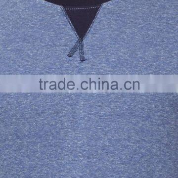 Men Blue Solid Round Neck Gym T-Shirt Waist Length Tee Long Raglan Sleeves Male Cotton Sport Tee Solid Custom Color photo-5