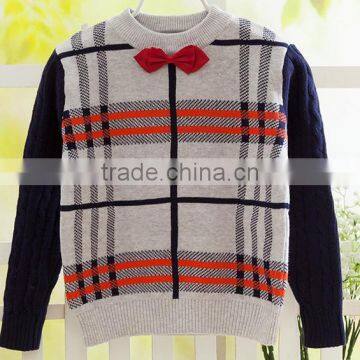 European Western Style Cool Tartan Plaid Woolen Sweater for Kids photo-2