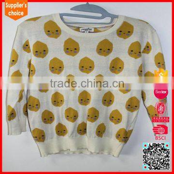 New design custom wholesale round neck women jacquard knit sweater