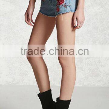 2017 Floral Printing Jeans Shorts High Waisted Denim Shorts Custom photo-3