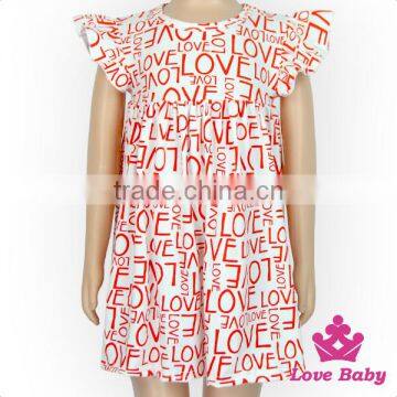 48BQA146 cute love print Pearl cap sleeve Puffy Shoulder Lovebaby Valentine's Day handmade baby crochet dress