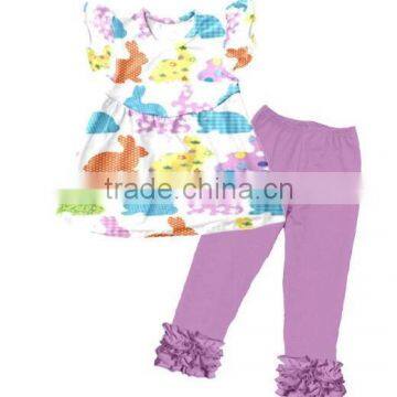 2016 Hot Style Easter Outfit Blue Polka Dot Pants 2 Pcs Set Wholesale Children's Boutique Clothing Baby Clothes photo-2