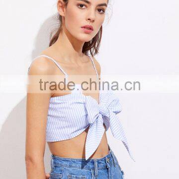 CUTE Self Bow Blue Top, Ladies Newest Design Tank Top photo-5