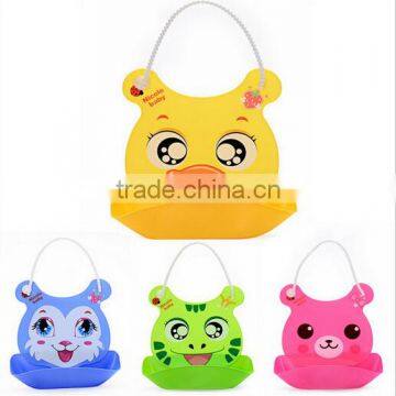 Eco-friendly silicone cartoon animal shape customed baby bib for promotion