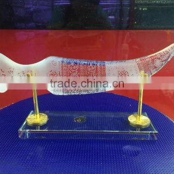 Crystal Khanjar Jambiya Etched Frosted Knife Sword Dagger as Arab Souvenir Gift photo-3