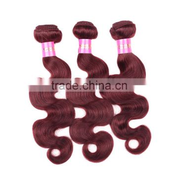 Wholesale 2017 grade 7a color 99j body wave Malaysian hair weave