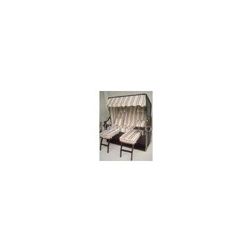 Outdoor Garden Dark Brown Roofed Wicker Beach Chair & Strandkorb With Cushion