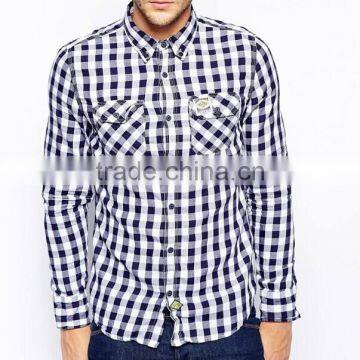 2014 fashion new style men's shirt with long sleeve made of cotton