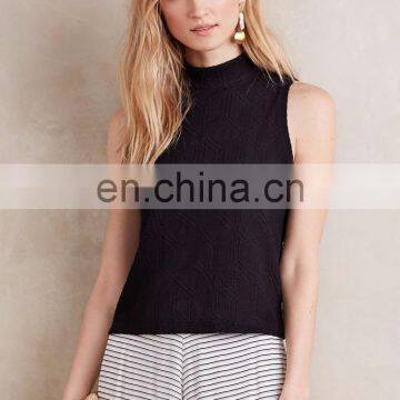 Pullover Sleeveless Top Vest Mockneck Knit Tank Custom Knit Sweater Women photo-5