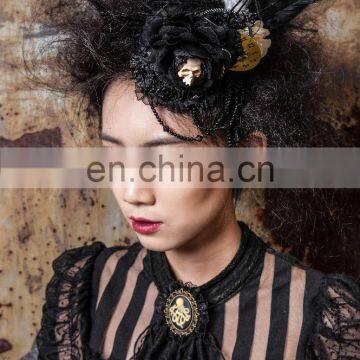 Steampunk Gothic Blouse With Jabot and Octopus Brooch photo-4