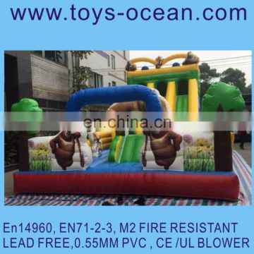 inflatable bear bouncer slide /inflatable slide with bear /small indoor inflatable slide