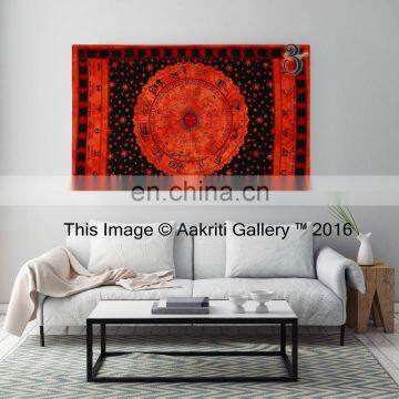 Astro Tapestry Wall Hanging Indian Red Color Indian Single Bedding Deco Spread Handmade Tapestry