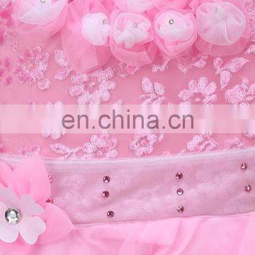 Pink Classy Baby Girls Party Wear Frock Dress Floral Applique for Kids photo-4
