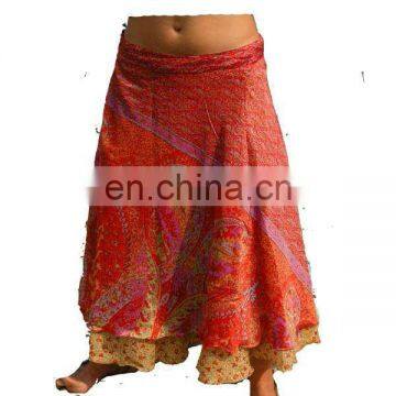 latest style silk skirt vintage sari silk wrap skirt