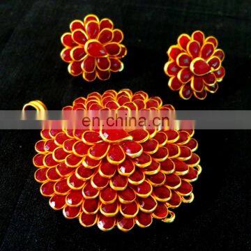 Bollywood fashion Pendant set - pachi work pendant set -Indian traditional earrings and pendant-Wholesale Pachi jewelry