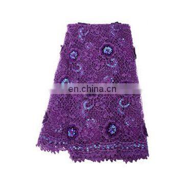 2015 Latest purple Chemical water soluble african lace fabric