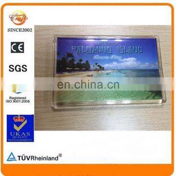 Factory wholesale clear acrylic photo magnet for tourist souvenir