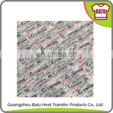 washing available label heat transfer on garment