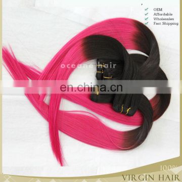 Grade 7A Human remy virgin hair purple pink colored hair weave