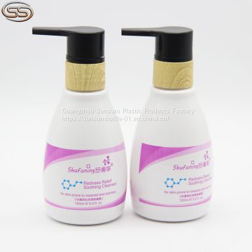 Custom Logo 150ml Plastic Cosmetic Lotion Bottle With Bamboo Pump