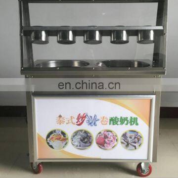 Big Capacity Multifunctional 2 pan durable fry ice cream machine Rollled Ice Cream Machine With Real Secop Compressor