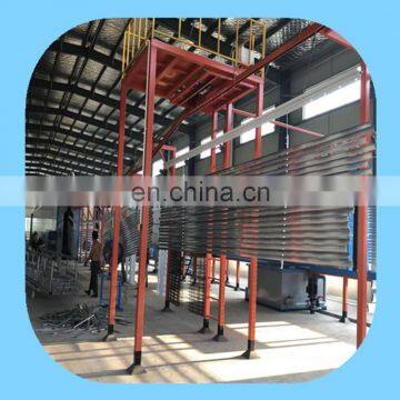 Electrostatic powder coating line for aluminum profiles