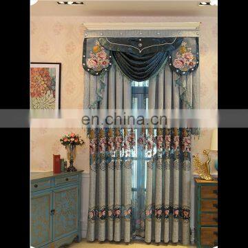 Romantic blue flower embroidery dressing drape curtain for bedroom