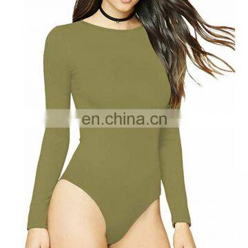 2020 New Arrival Ladies Crewneck Long Sleeve Purple Plain Shirt Bodysuit Leotard for Women photo-5